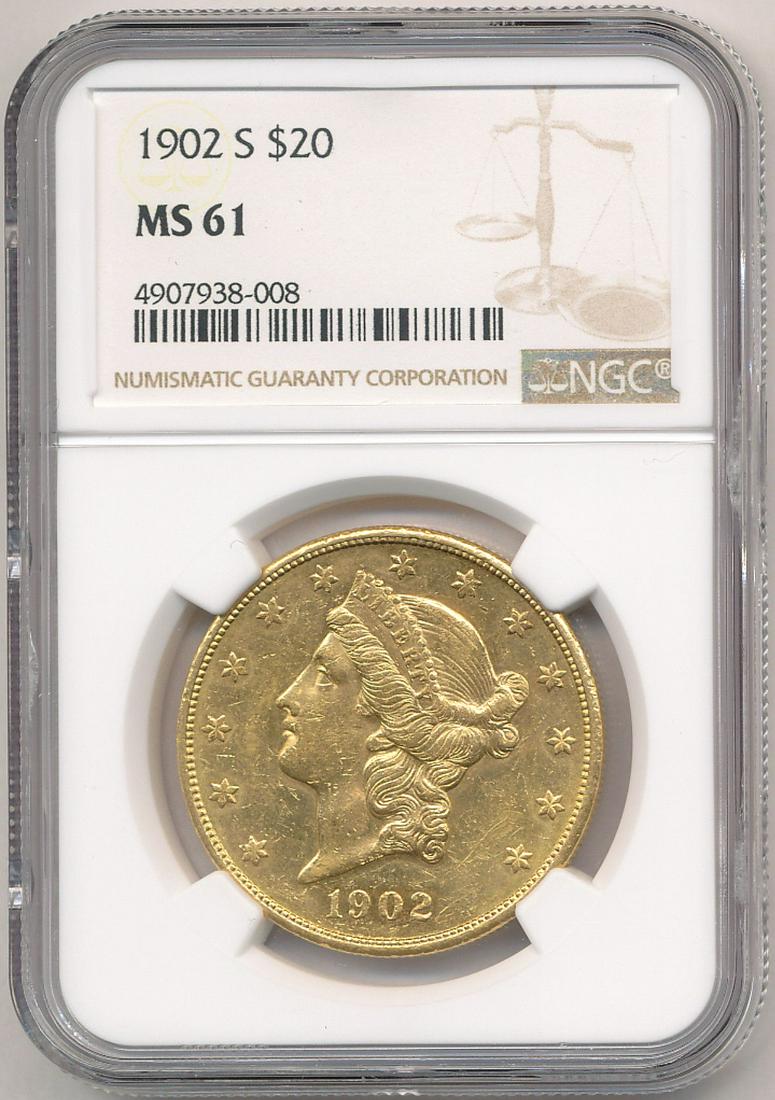 Proof Like Gold 1902-S $20 Liberty NGC MS61 (1 of 9)