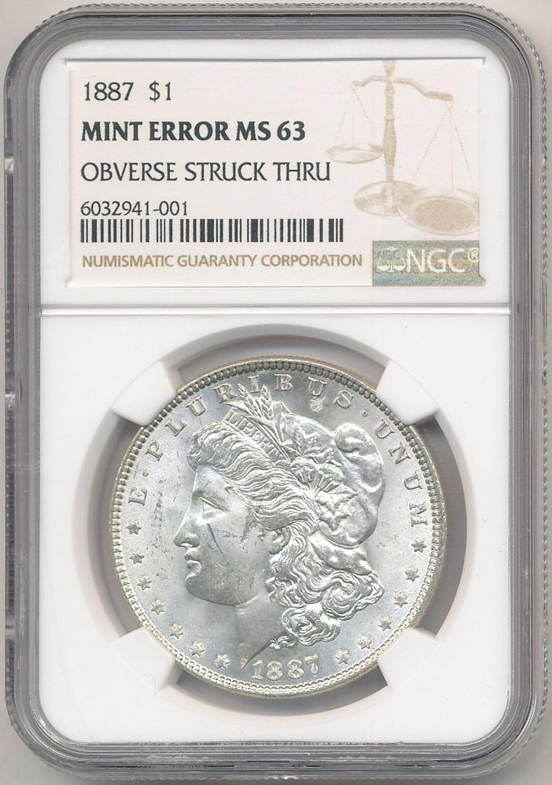 Mint Error 1887 Morgan Silver Dollar NGC MS63 (1 of 2)