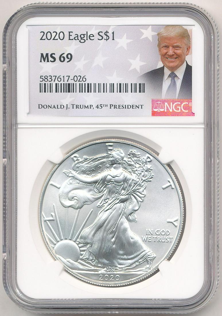 2020 DONALD J. TRUMP SILVER EAGLE NGC MS69 (1 of 2)
