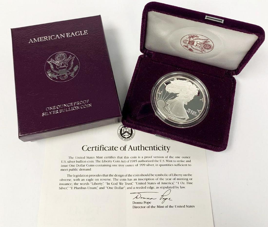 BETTER YEAR PROOF AMERICAN SILVER EAGLE 1990 OGP (1 of 5)