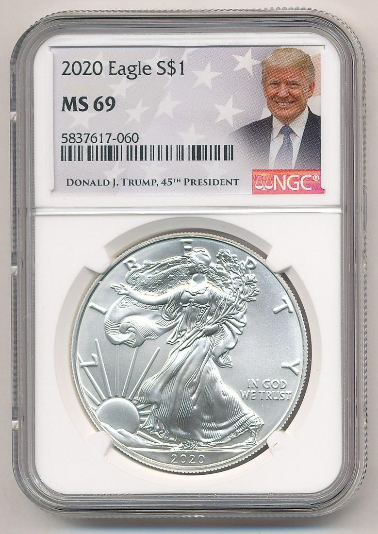 2020 AMERICAN SILVER EAGLE NGC MS69 "TRUMP" (1 of 2)
