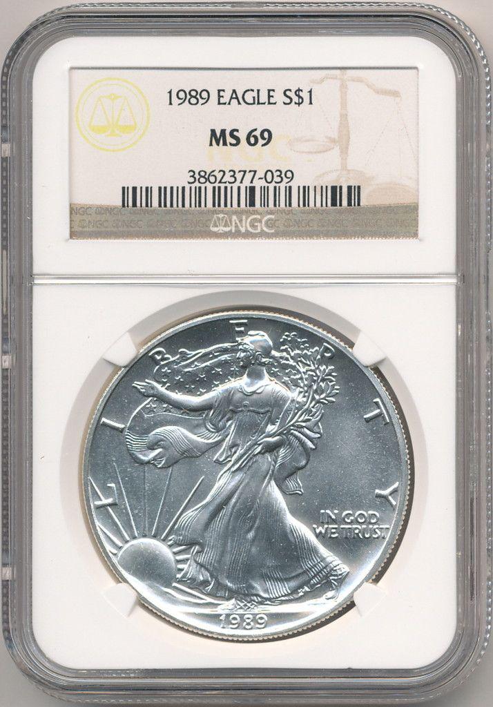 1989 AMERICAN SILVER EAGLE NGC MS69 (1 of 2)