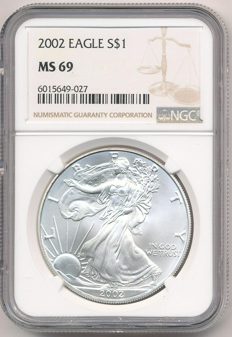 2002 SILVER EAGLE NGC MS69 (1 of 2)
