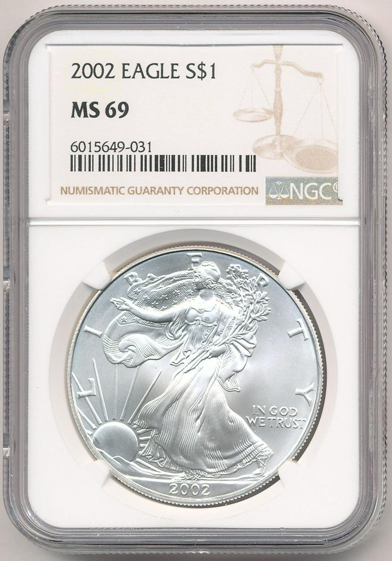 2002 SILVER EAGLE NGC MS69 (1 of 2)