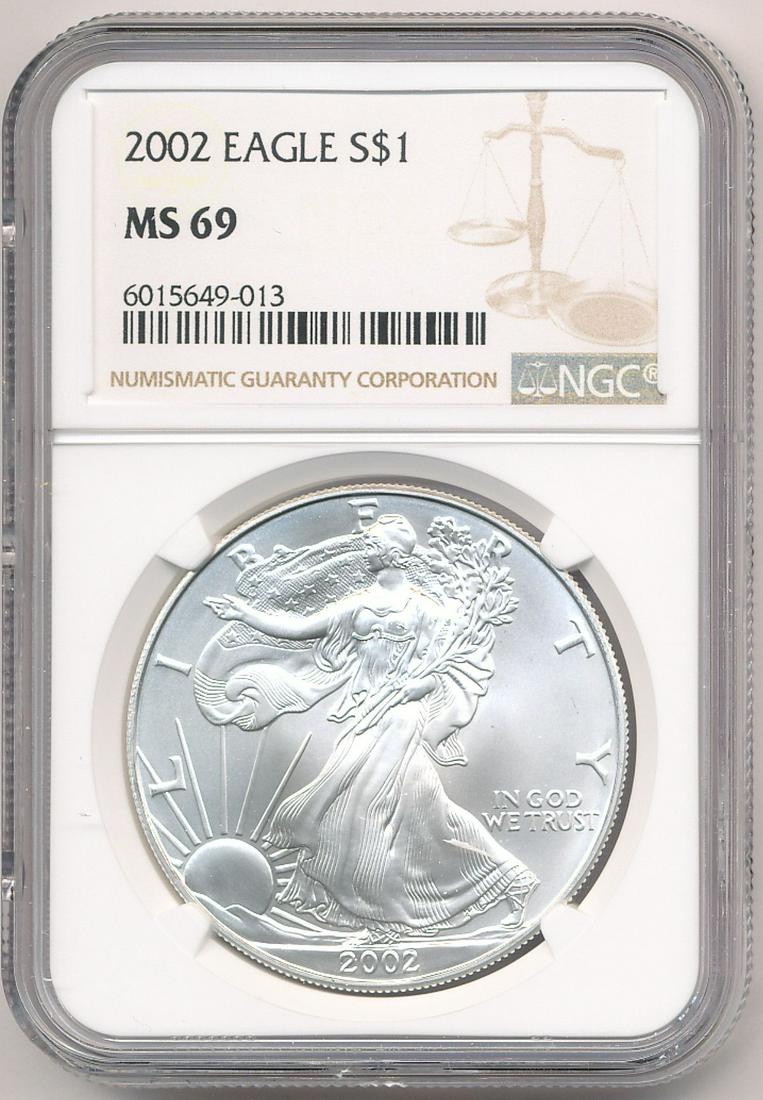 2002 SILVER EAGLE NGC MS69 (1 of 2)