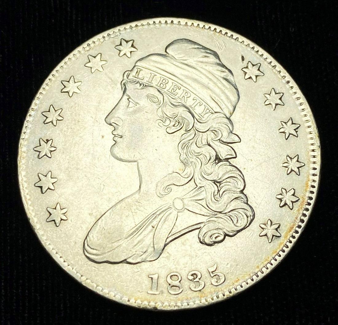 1835 Capped Bust Half Dollar AU55+ Proof Like (1 of 8)