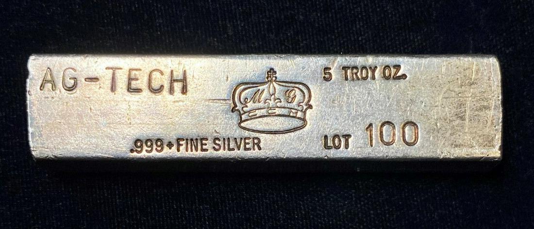 Antique Silver Bar (5) Ozt. (1 of 3)
