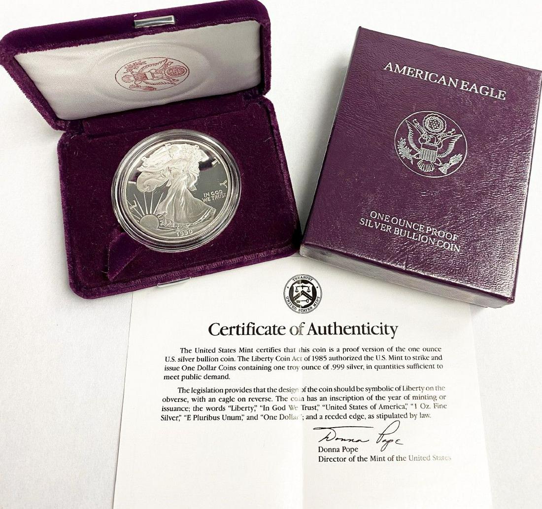 1990 Proof 69 Silver Eagle With Box & Papers US Mint (1 of 5)