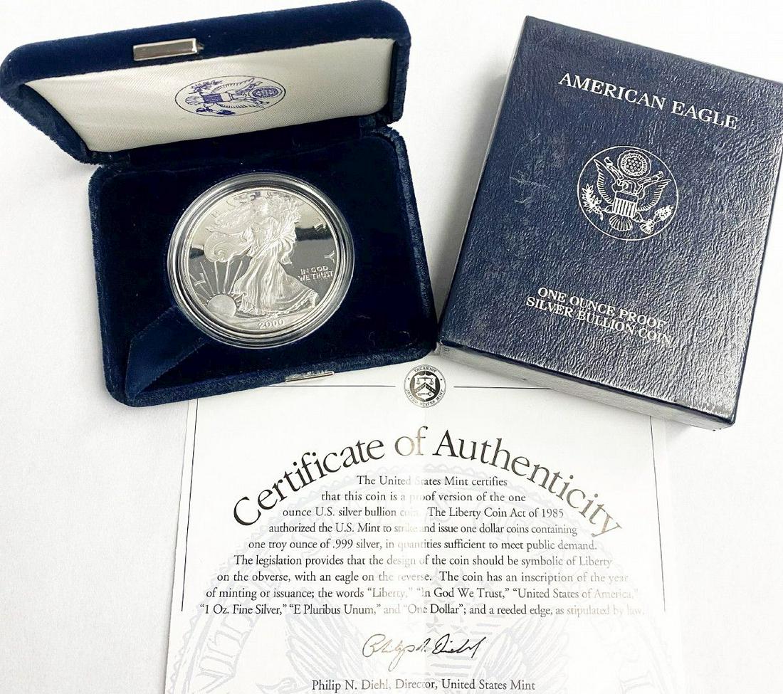 2000 Proof 69 Silver Eagle With Box & Papers US Mint (1 of 5)