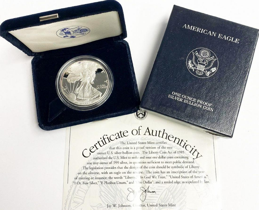 2001 Proof 69 Silver Eagle With Box & Papers US Mint (1 of 5)