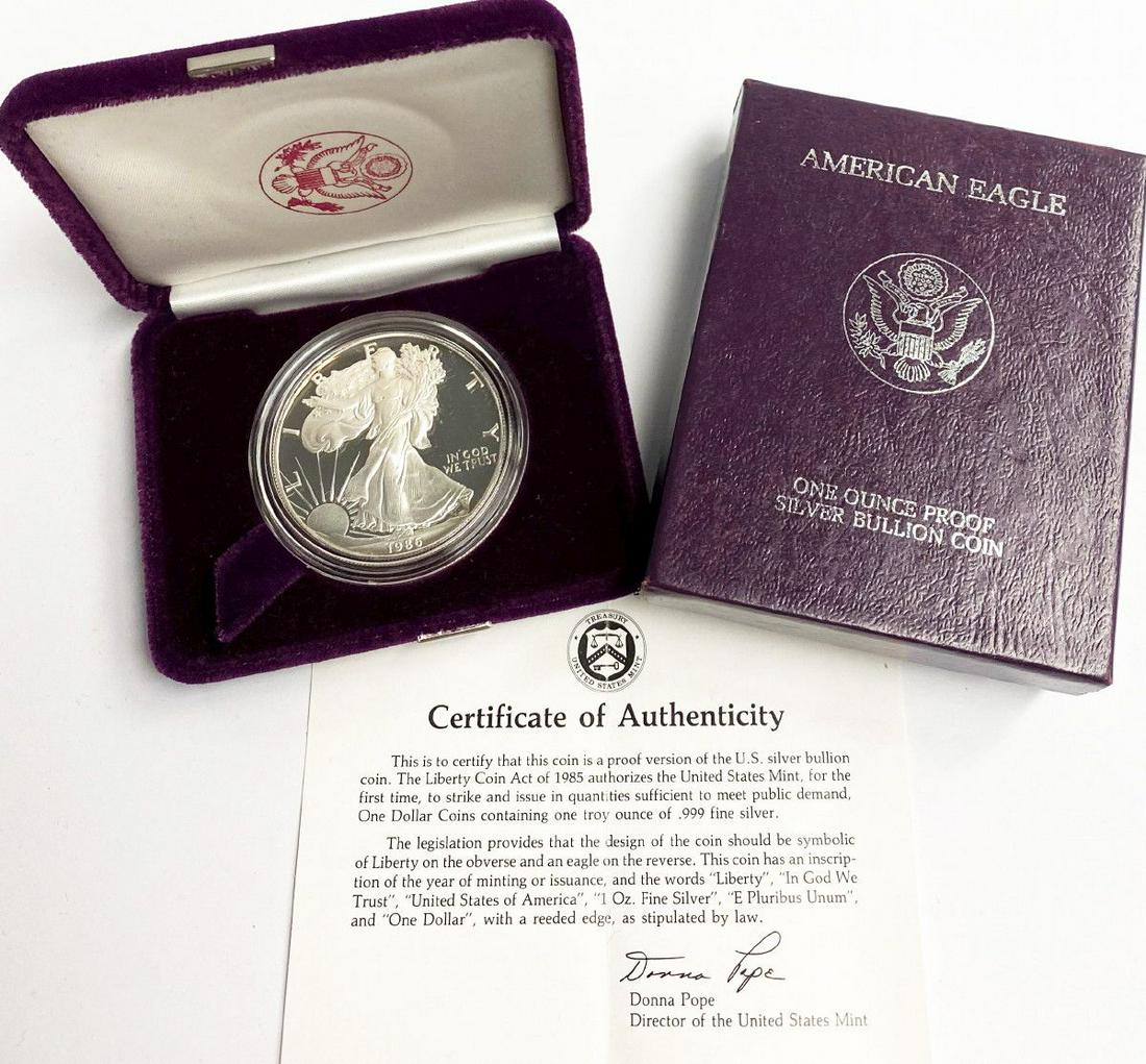 1986 Proof 69 Silver Eagle With Box & Papers US Mint (1 of 5)
