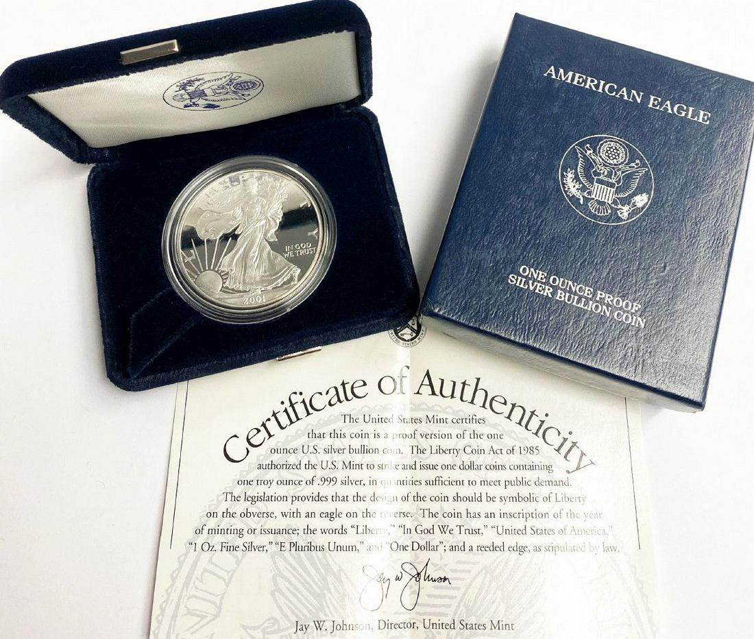 2001 Proof 69 Silver Eagle With Box & Papers US Mint (1 of 5)