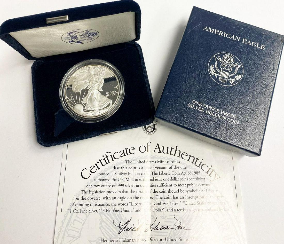 2002 Proof 69 Silver Eagle With Box & Papers US Mint (1 of 5)