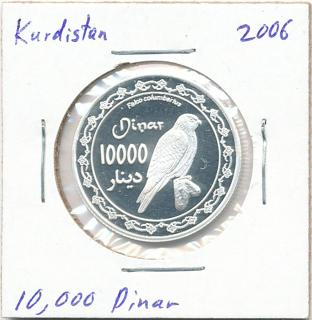 Rare Kurdistan 1,200 Minted 10,000 Dinar 2006 .999 Slvr: Winner shall receive the exact coin shown here