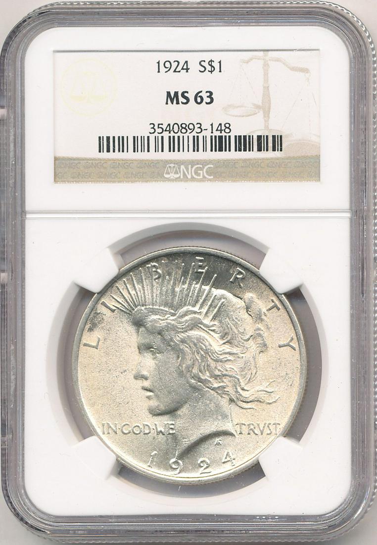 1924 Peace Silver Dollar NGC MS63 (1 of 2)
