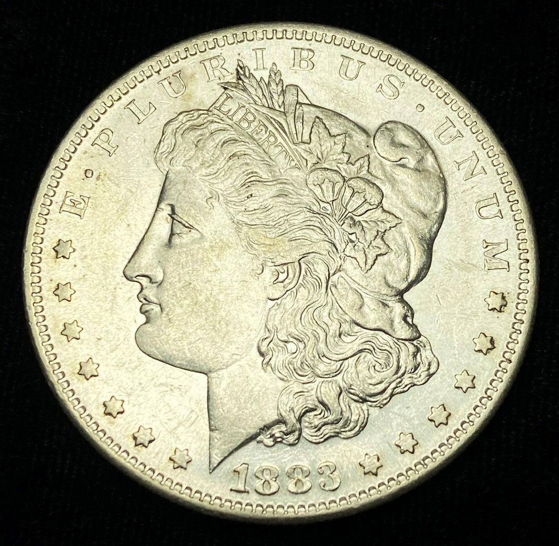 1883-S Morgan Silver Dollar AU58: Winner shall receive the exact coin shown here