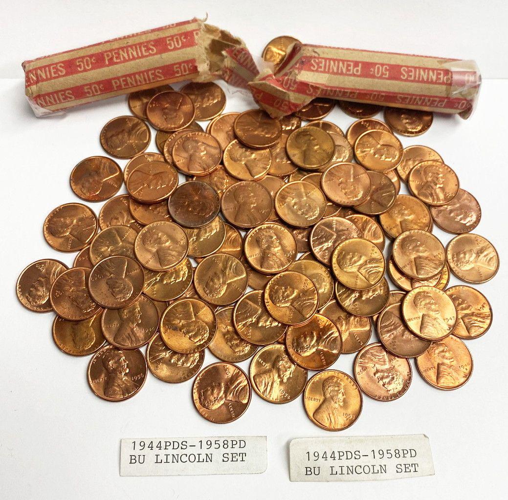 Super Cool MS64+ Red .1C Collection 1944-1958 96 Coins (1 of 12)