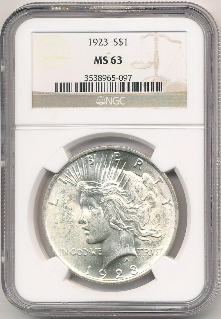 1923 Peace Silver Dollar NGC MS63 (1 of 2)