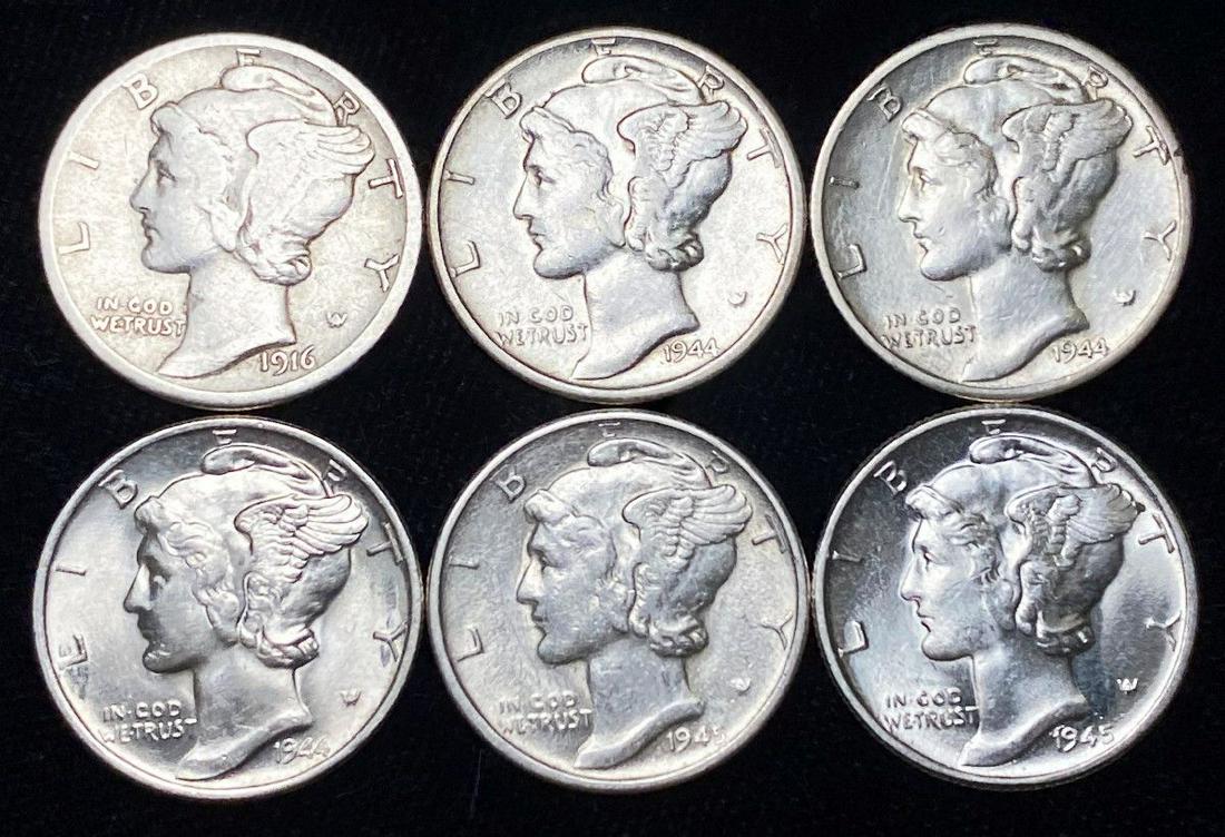 (6) Better Mercury Dimes (1916-S - 1945-S) (1 of 2)