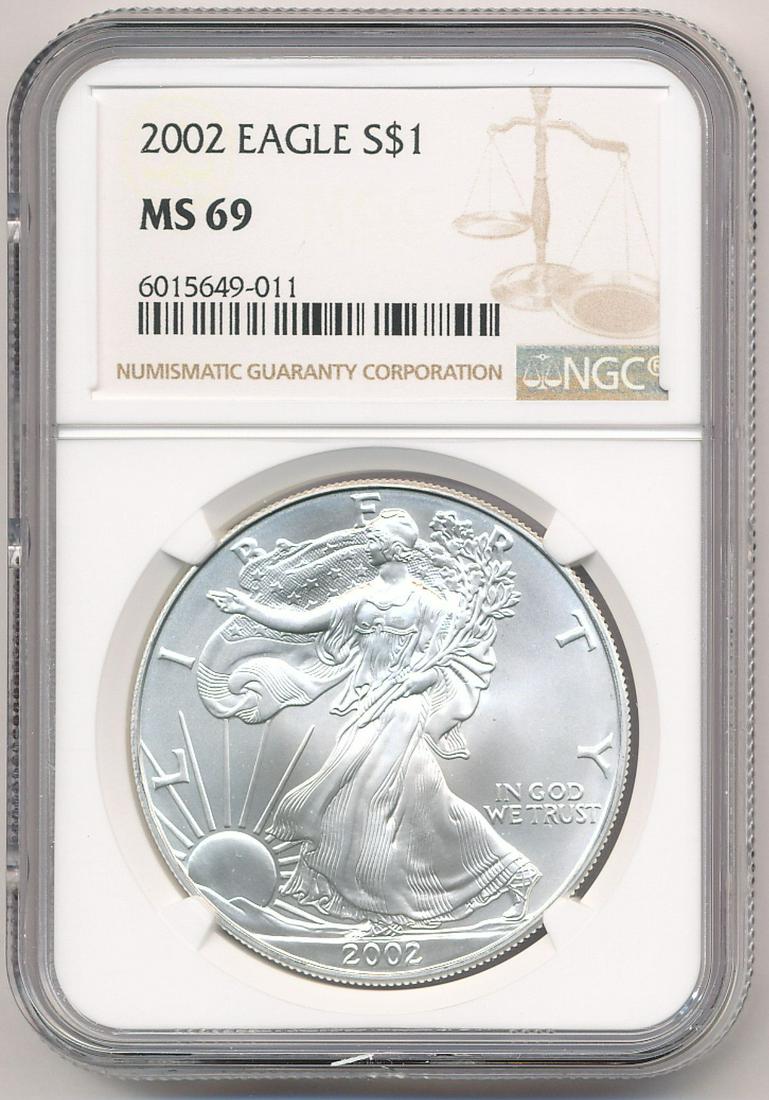 2002 SILVER EAGLE NGC MS69 (1 of 2)
