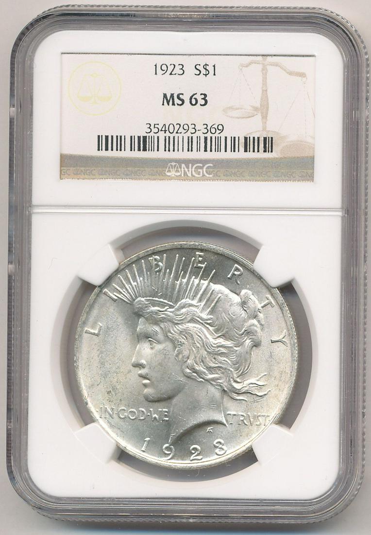 1923 NGC MS63 PEACE SILVER DOLLAR (1 of 2)