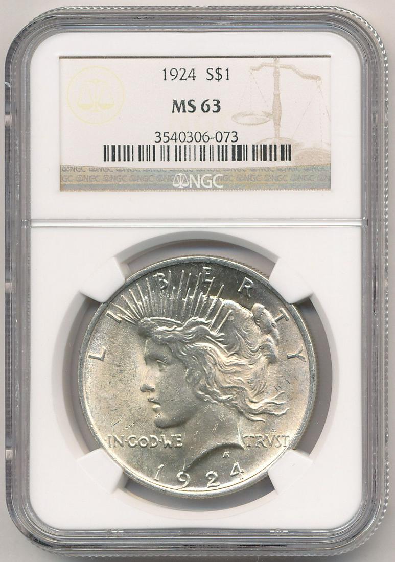 1924 NGC MS63 PEACE SILVER DOLLAR (1 of 2)