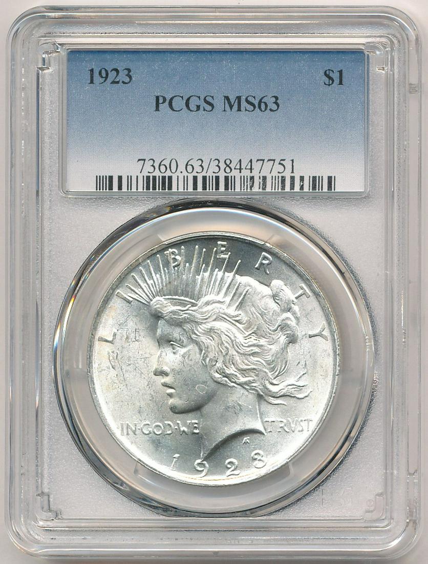 1923 PCGS MS63 PEACE SILVER DOLLAR (1 of 2)