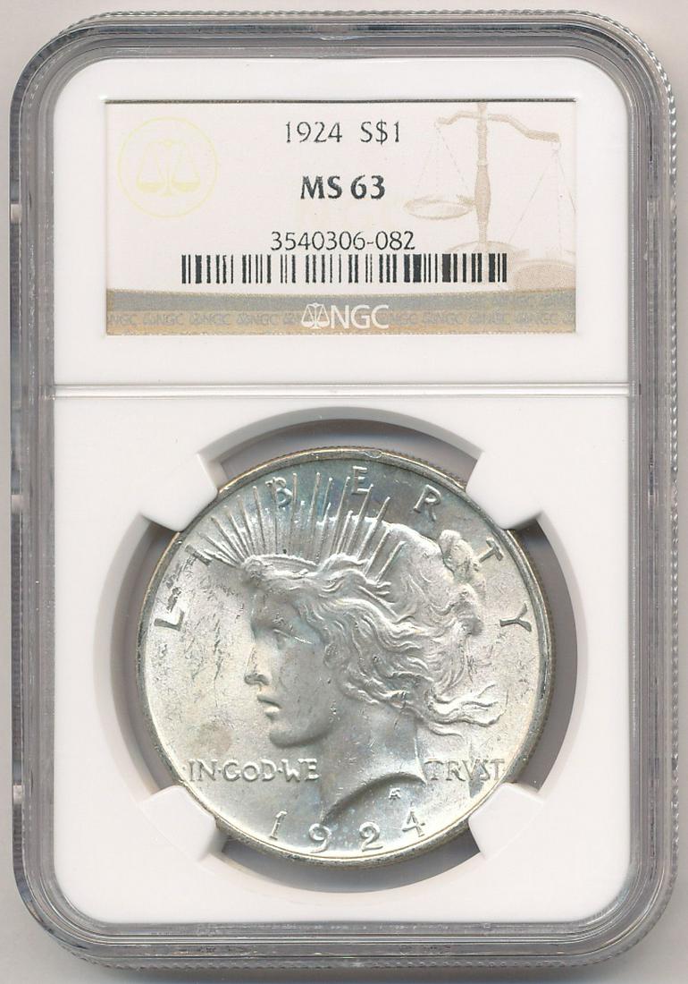 1924 NGC MS63 PEACE SILVER DOLLAR (1 of 2)