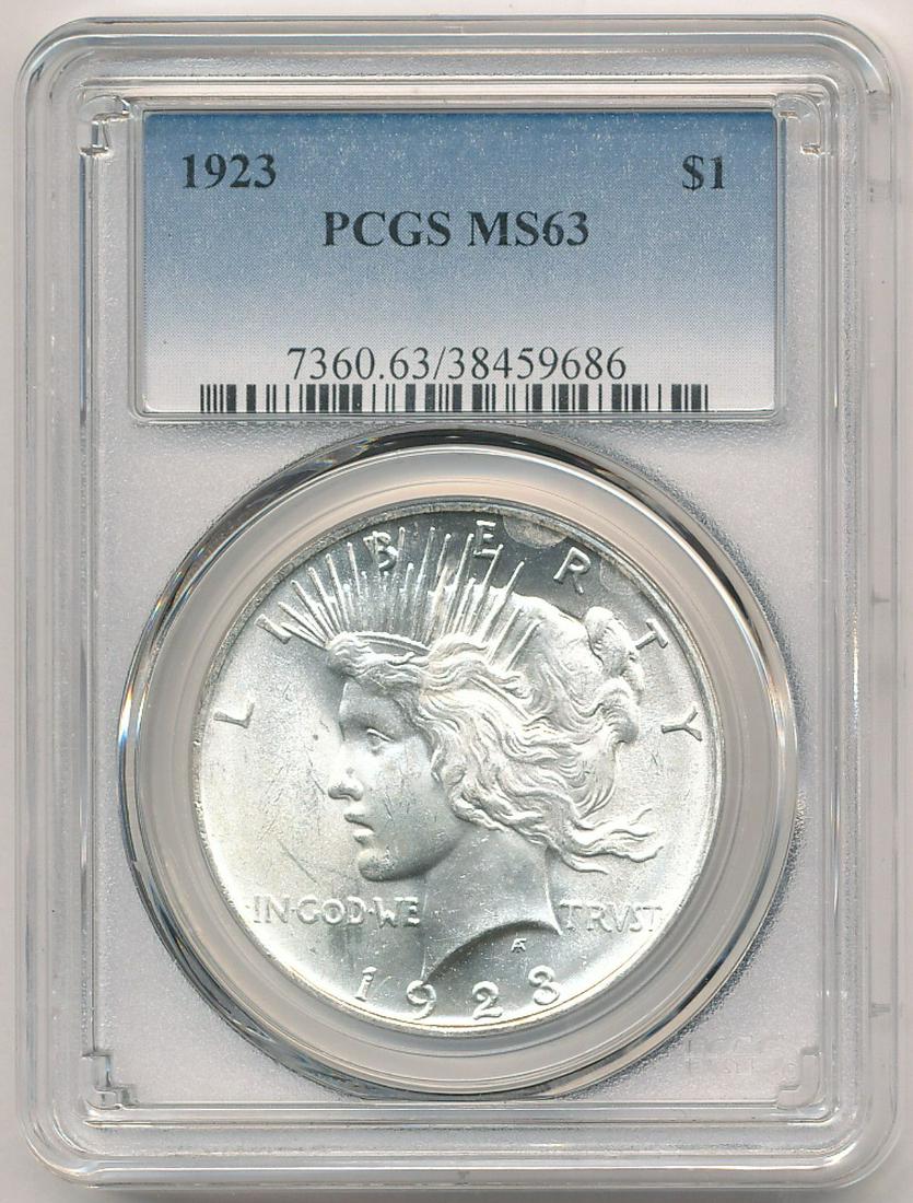 1923 PCGS MS63 PEACE SILVER DOLLAR (1 of 2)
