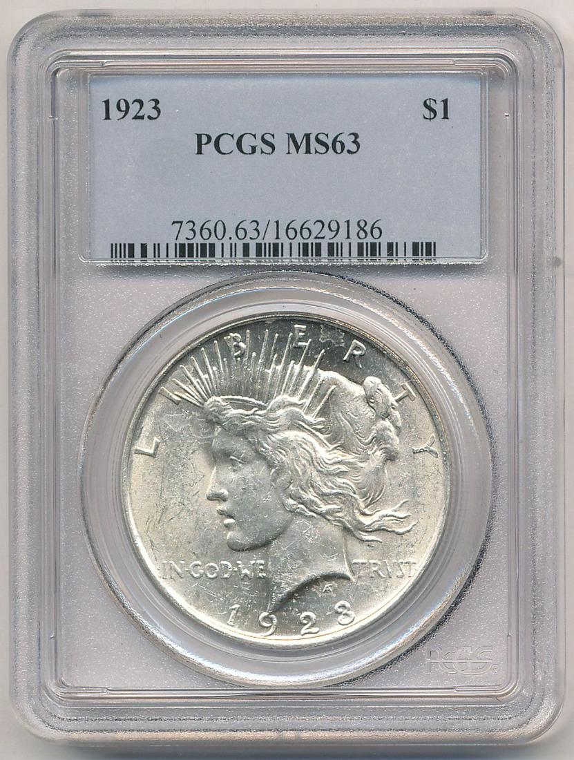 1923 PCGS MS63 PEACE SILVER DOLLAR (1 of 2)