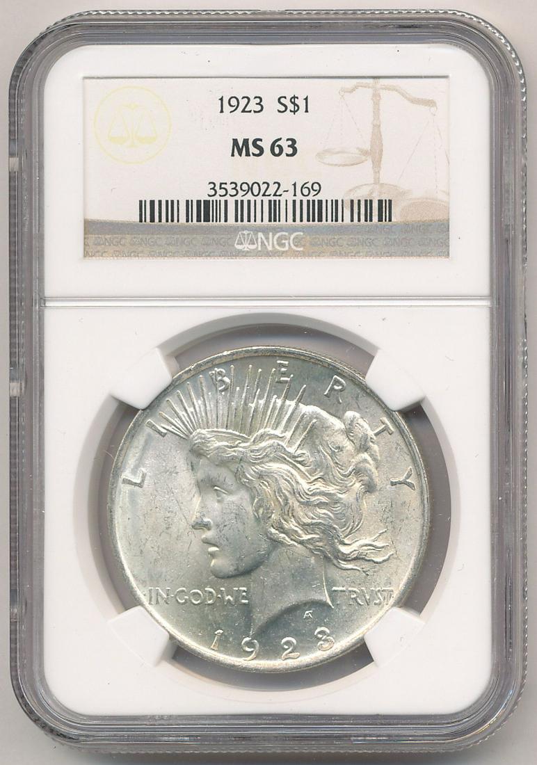 1923 NGC MS63 PEACE SILVER DOLLAR (1 of 2)