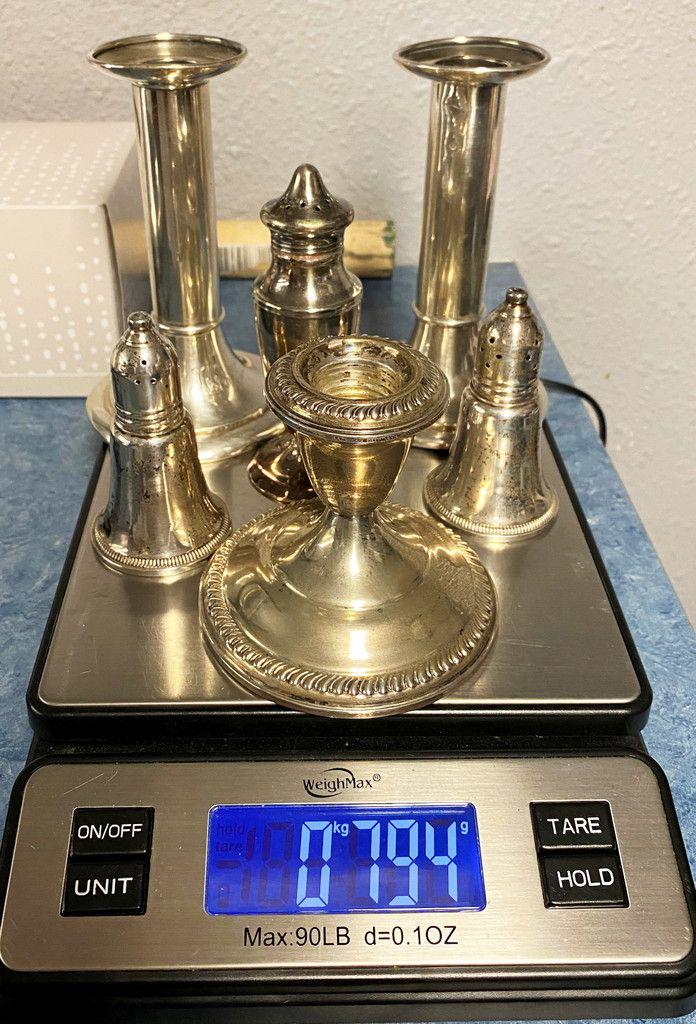 794 Gram Weighted Sterling Candle Holders & SaltShakers (1 of 9)