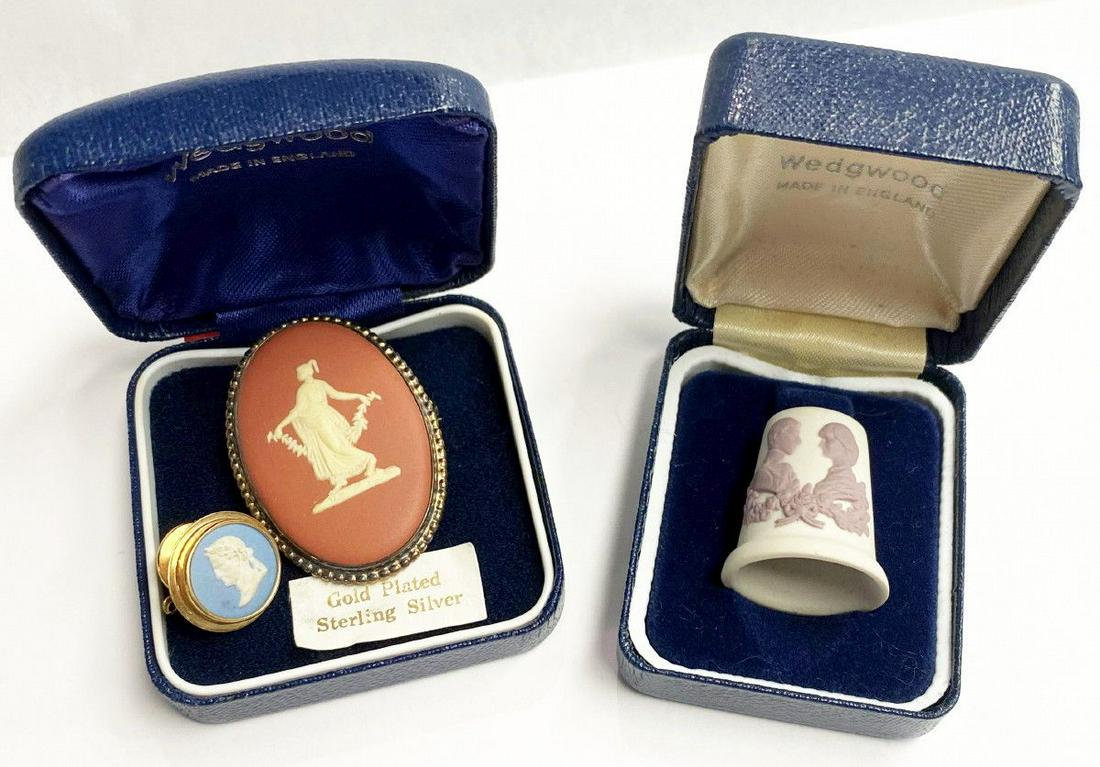Vintage Wedgwood Items: Tie pin, Cameo and Thimble Royal Wedding Charles and DianaWinner shall receive the exact items shown here.