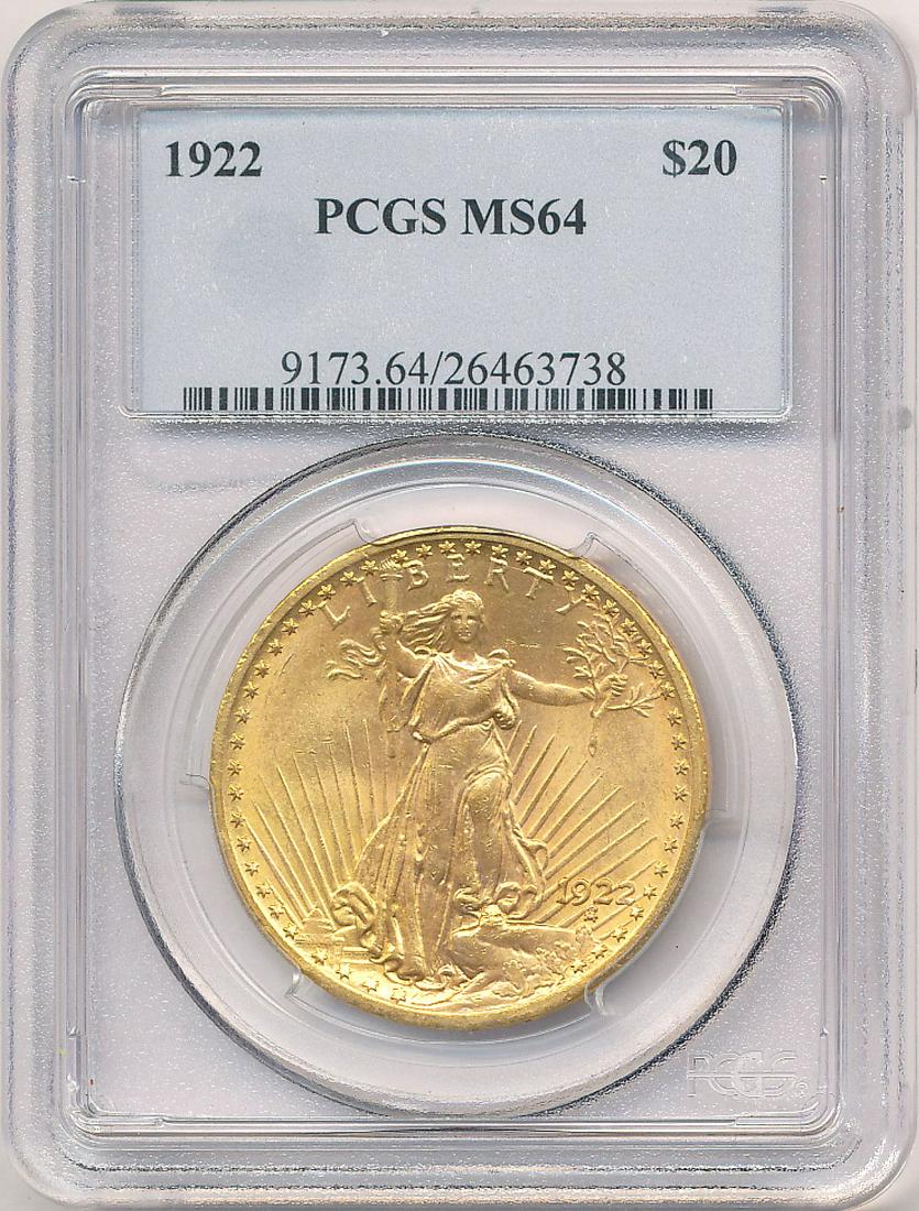 1922 $20 Gold St.Gaudens PCGS MS64 (1 of 2)
