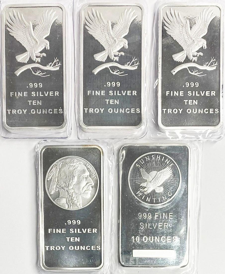 (5) Ten oz Silver Bars (1 of 2)