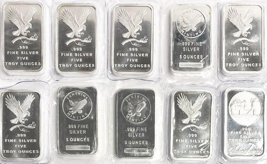 (10) Five oz Silver Bars (1 of 2)
