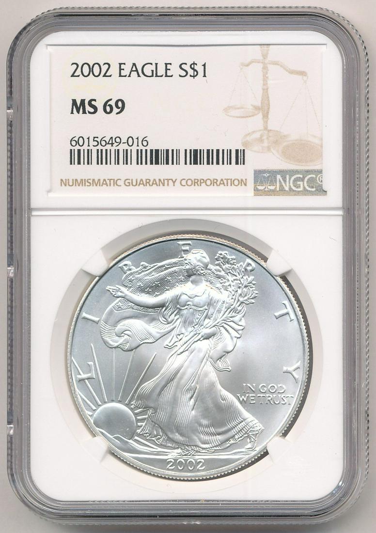 2002 AMERICAN SILVER EAGLE NGC MS69 (1 of 2)