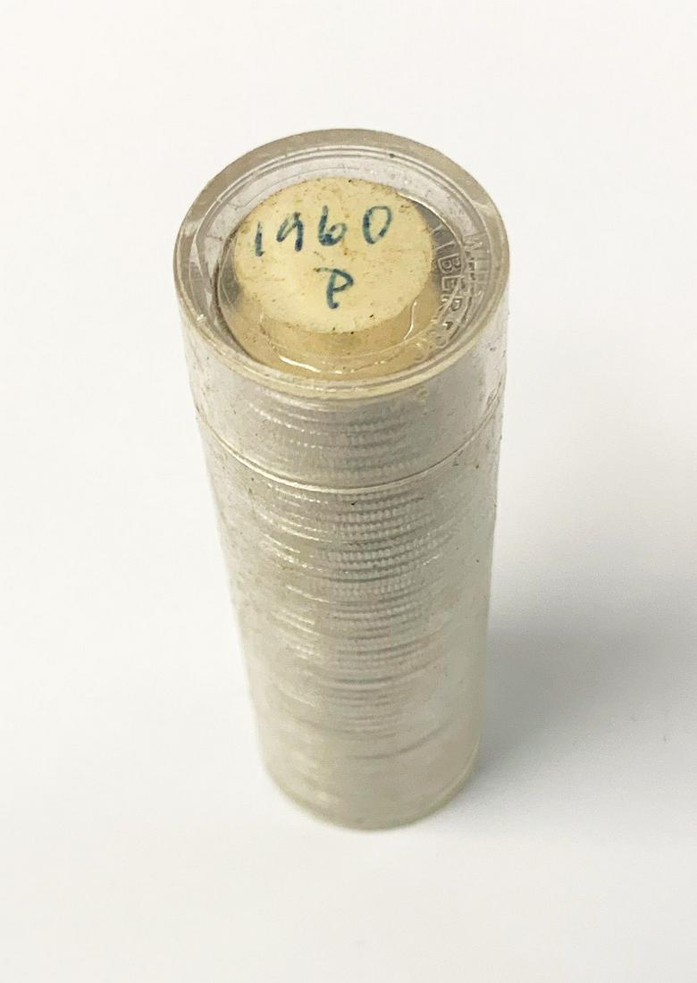 Roll of (50) Mint Condition 1960-P Roosevelt Slvr Dimes: Winner shall receive the exact roll of (50) roosevelt 90% silver dimes shown here.
