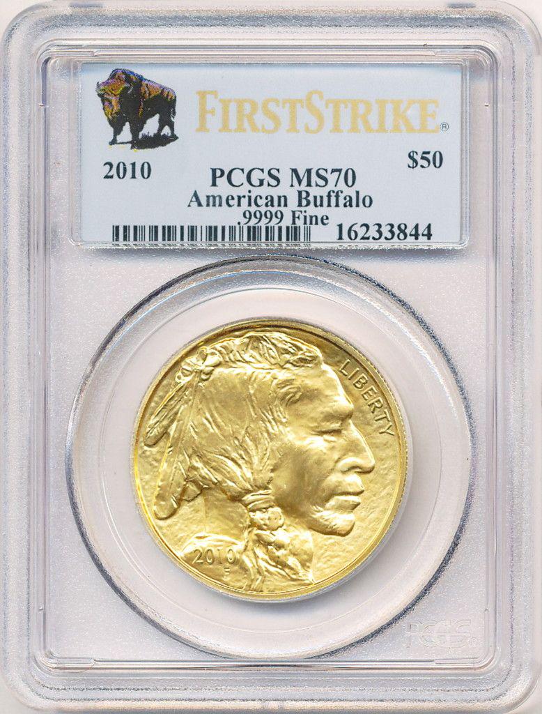 2010 1 Oz Gold Buffalo PCGS Black Diamond MS70 F.S.: 2010 (1) Ounce Gold Buffalo PCGS Black Diamond Holder MS70 First StrikeWinner shall receive the exact coin shown here.