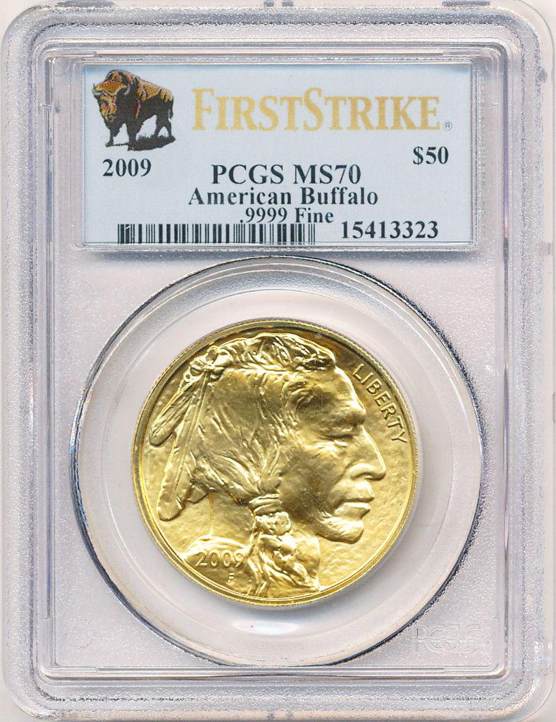 2009 1 Oz Gold Buffalo PCGS Black Diamond MS70 F.S.: 2009 (1) Ounce Gold Buffalo PCGS Black Diamond Holder MS70 First StrikeWinner shall receive the exact coin shown here.