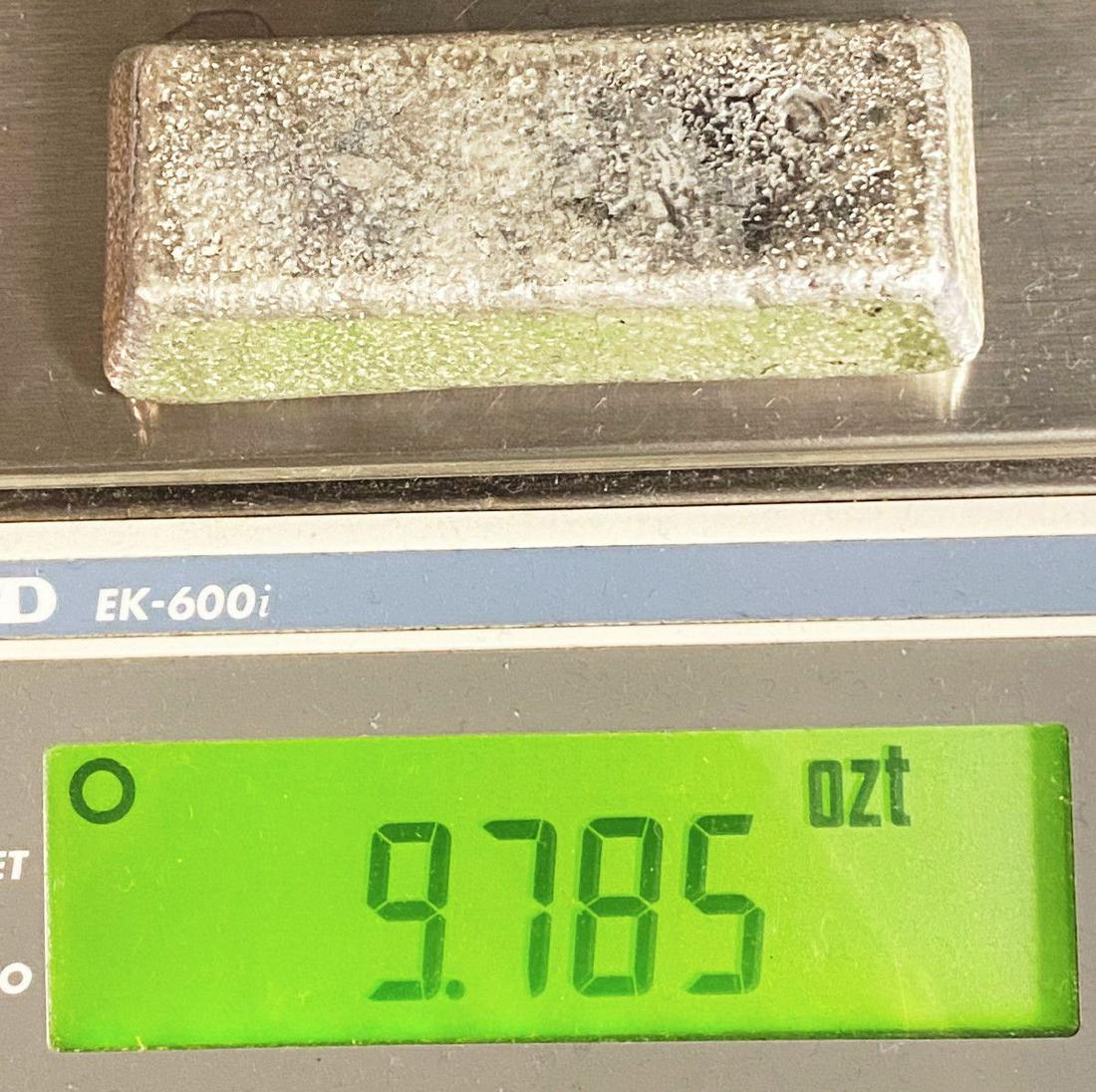 98.82% Fine Silver Vintage Unknown Mine Bar 1954 9.78oz: 98.82% Fine Silver, Vintage Mine Bar (unknown mine 1954) 9.76oz.We have sent a sample bar from this group shown here in for testing and the results are in! Dillon Gage refinery has issued a report cer