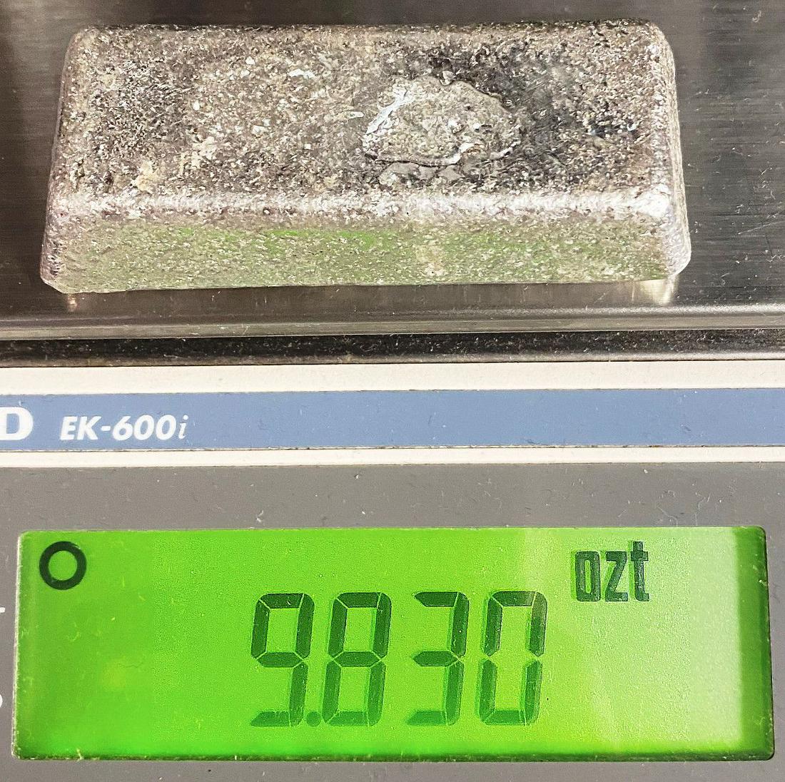 98.82% Fine Silver Vintage Unknown Mine Bar 1954 9.83oz: 98.82% Fine Silver, Vintage Mine Bar (unknown mine 1954) 9.76oz.We have sent a sample bar from this group shown here in for testing and the results are in! Dillon Gage refinery has issued a report cer
