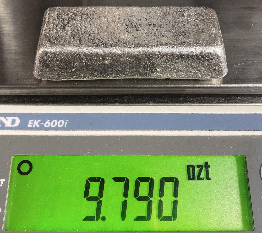 98.82% Fine Silver Vintage Unknown Mine Bar 1954 9.79oz: 98.82% Fine Silver, Vintage Mine Bar (unknown mine 1954) 9.76oz.We have sent a sample bar from this group shown here in for testing and the results are in! Dillon Gage refinery has issued a report cer