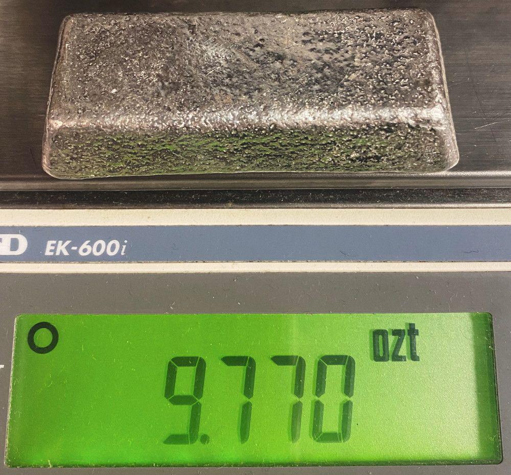 98.82% Fine Silver Vintage Unknown Mine Bar 1954 9.77oz: 98.82% Fine Silver, Vintage Mine Bar (unknown mine 1954) 9.76oz.We have sent a sample bar from this group shown here in for testing and the results are in! Dillon Gage refinery has issued a report cer