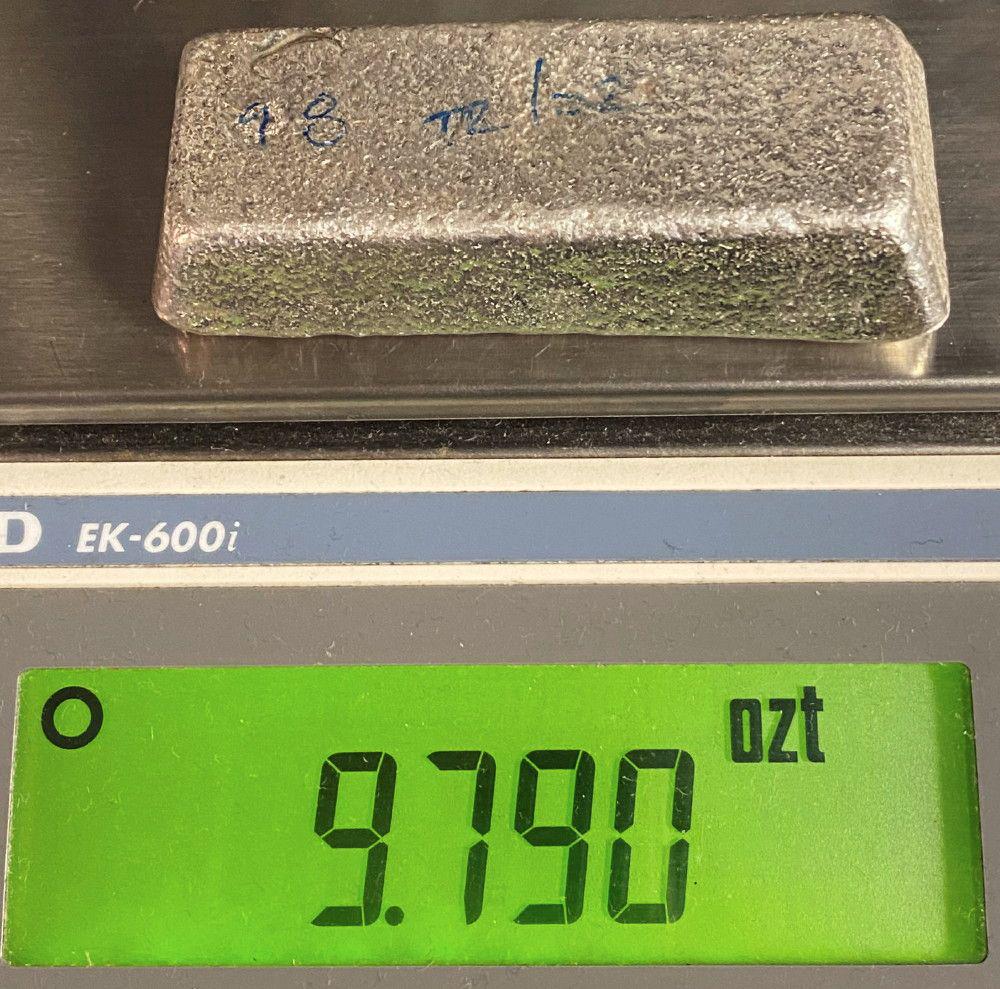 98.82% Fine Silver Vintage Unknown Mine Bar 1954 9.79oz: 98.82% Fine Silver, Vintage Mine Bar (unknown mine 1954) 9.76oz.We have sent a sample bar from this group shown here in for testing and the results are in! Dillon Gage refinery has issued a report cer