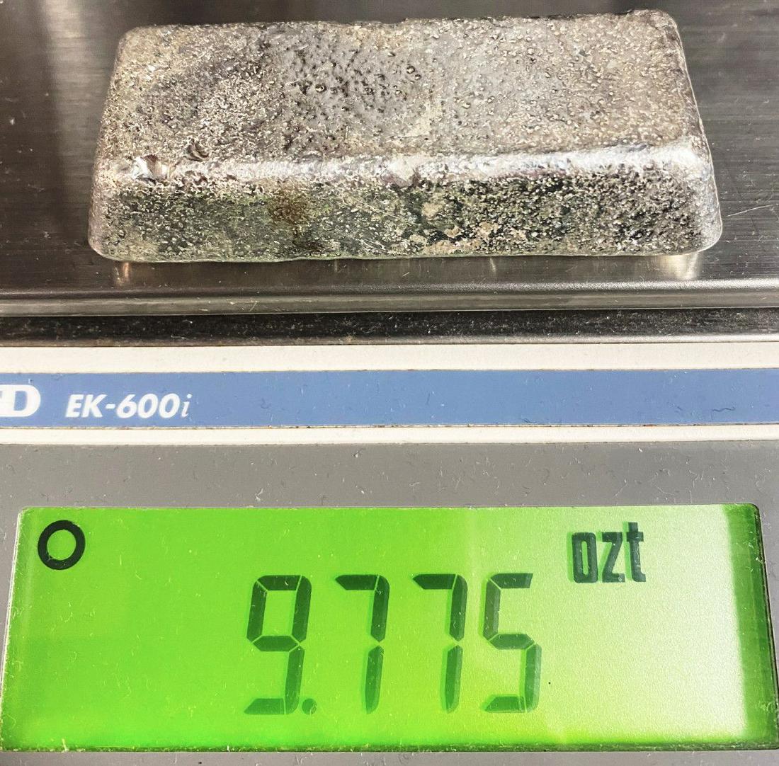 98.82% Fine Silver Vintage Unknown Mine Bar 1954 9.77oz: 98.82% Fine Silver, Vintage Mine Bar (unknown mine 1954) 9.77oz.We have sent a sample bar from this group here in for testing and the results are in! Dillon Gage refinery has issued a report certifyin