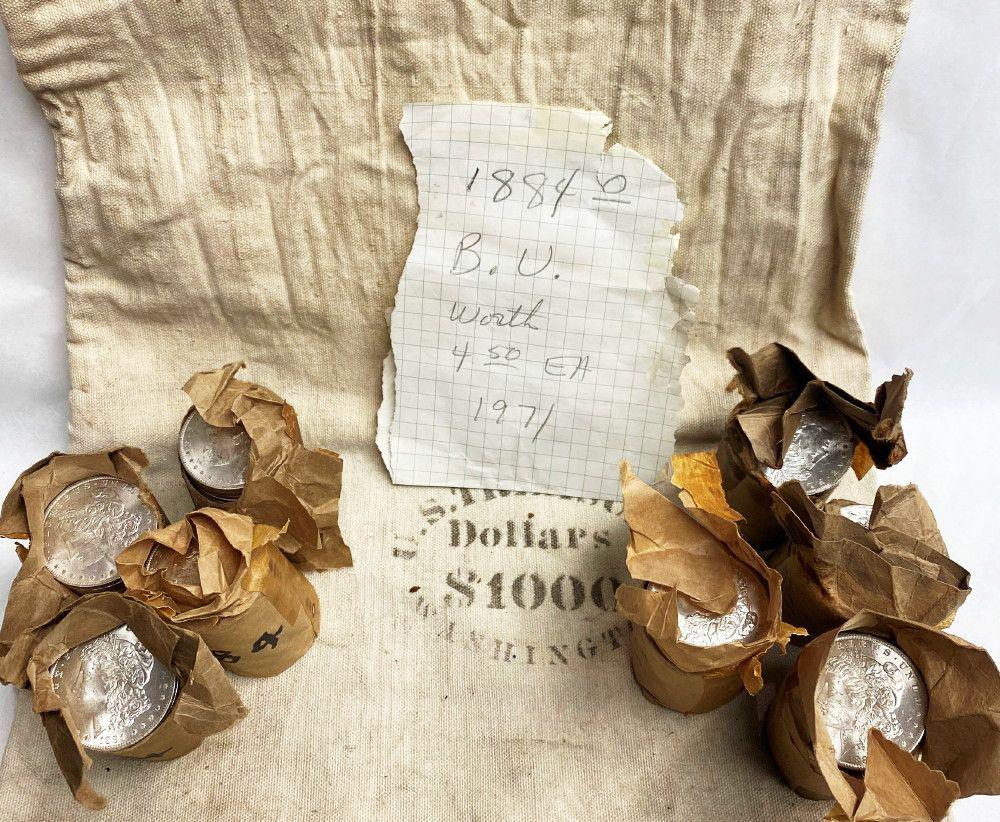 UNEARTHED HOARD (200) VIRGIN FRESH 1884-O BU MORGAN: Winner will receive (200-coins) consisting of these AMAZING (10 original rolls).I have to say, this lot is one of the most well-preserved treasure troves of BU Morgan Silver Dollars that I have seen i