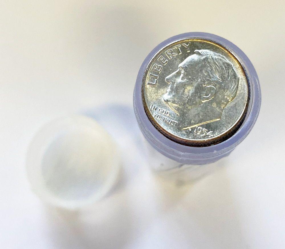 Roll (50 Coins) 1954-P Mint Condition 90% Dimes $5 Face: Winner shall receive the exact roll shown here.