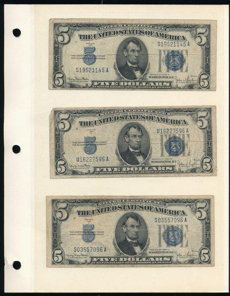 (6) Rare U.S. Notes And Silver Certificates (1934-1953): (6) Rare United States Notes And Silver Certificates (1934-1953).Winner shall receive this collectors page (double sided insert) and the exact (6) notes shown here.