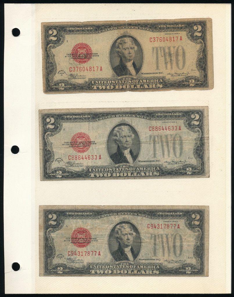(6) Rare United States Notes (1928): Winner shall receive this collectors page (double sided insert) and the exact (6) notes shown here.